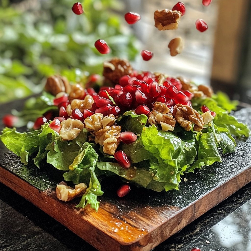 Grünkohlsalat mit Granatapfel und Walnüssen